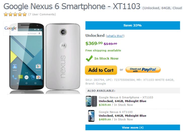 Fotografía - [Alerta Trato] 64GB Nexus 6 Down To $ 369.99 En Expansys EE.UU.